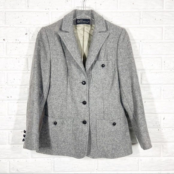 100% VIRGIN WOOL Vintage Grey Academic Style pea coat | Full button up lined - Picture 1 of 9